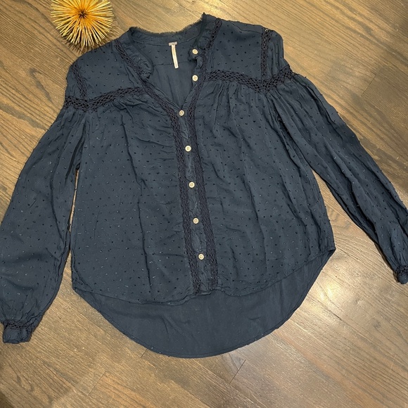 Anthropologie Free People Blue Every Day Girl Swiss Size Small - Picture 5 of 7